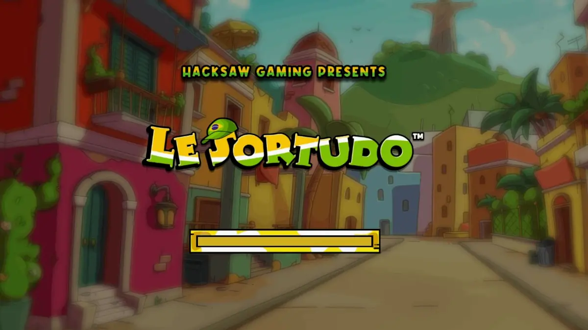 Smokey si rakun dalam slot Le Sortudo dengan latar belakang jalanan Brasil yang ceria